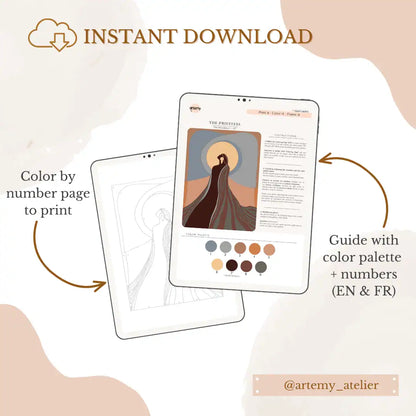 The Priestess – Color by Number Printable Wall Art